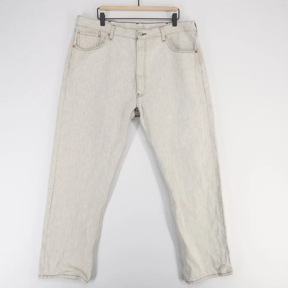 Levis 501 Jeans Mens‎ 42x34 Gray Button Fly Original Fit Straight Leg Denim
